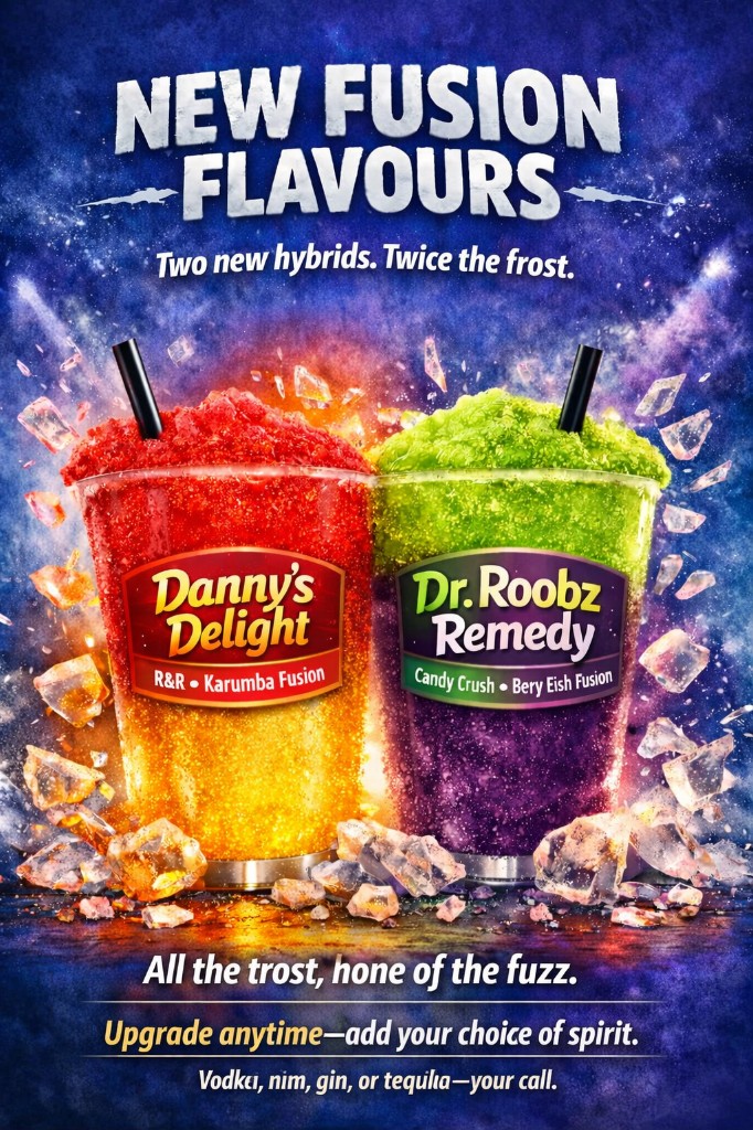 New Fusion Flavours poster featuring Danny's Delight and Dr. Roobz Remedy by Plan Photo Repro
