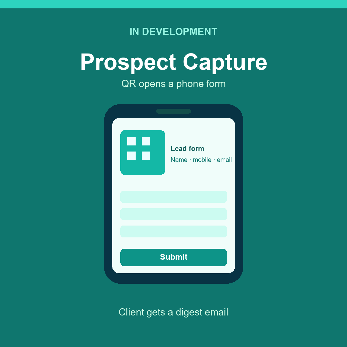 Prospect Capture — QR lead form in development by Plan Photo Repro