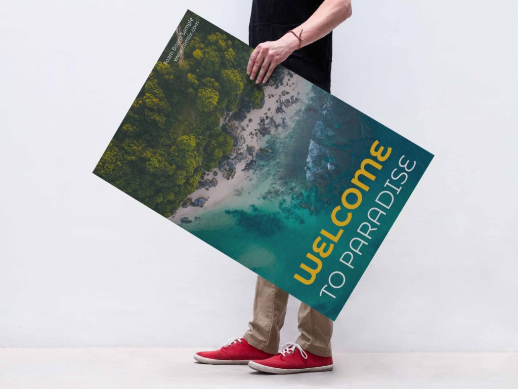 Foam board sample with Welcome to Paradise design by Plan Photo Repro