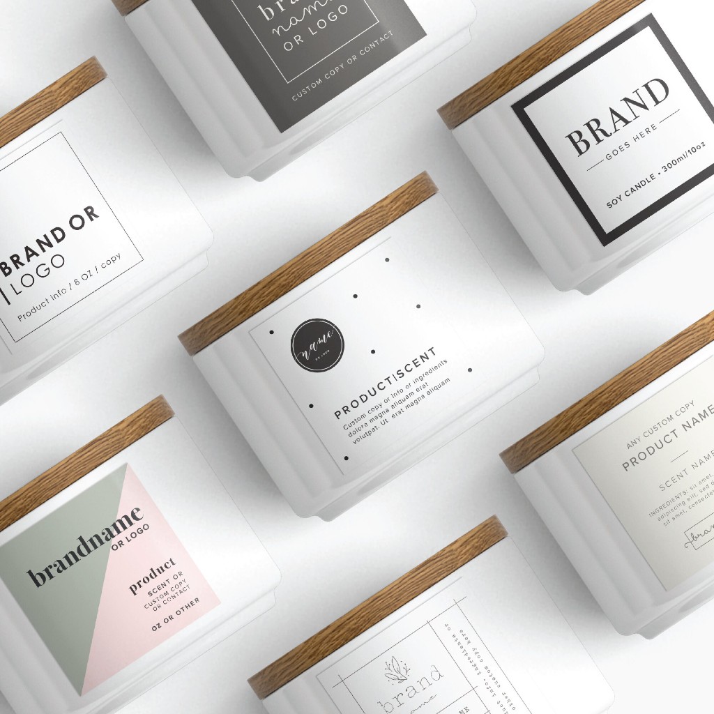 Candle jar product label mockup with premium finish, printed by Plan Photo Repro